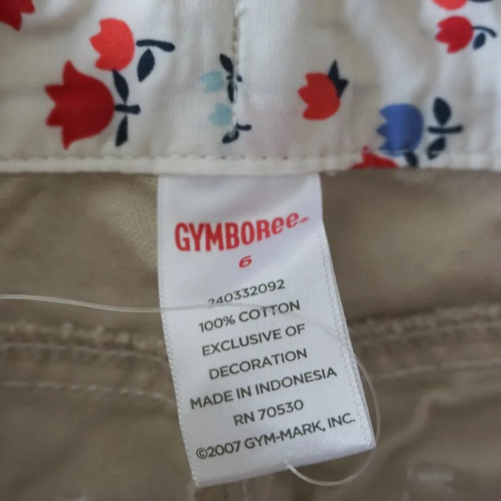 NEW Gymboree Y2K Holland Days Tulip Pocket Cargo Khaki Embroidered Pants Girls 6